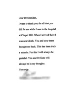 Brett Sheridan's Letter from a patient